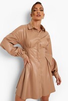 Thumbnail for your product : boohoo Leather Look Corset Shirt Dress