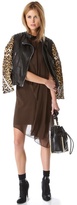 Thumbnail for your product : 3.1 Phillip Lim Peplum Moto Jacket with Leopard Sleeves