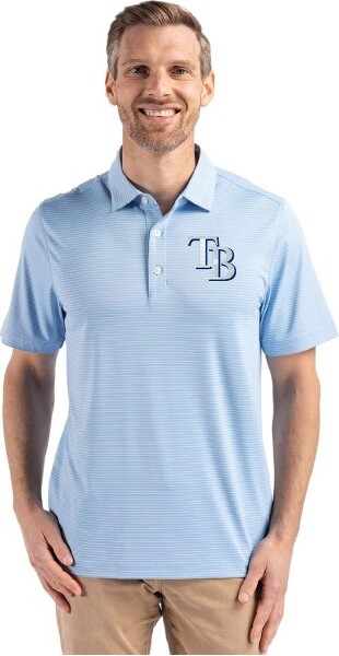 Cutter & Buck TampaBayRaysCutter&BuckForgeEpicConfidenceFineLineStripeStretchRecycledMensPolo-Atlas/White-3XLarge