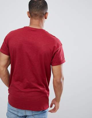 New Look high roll t-shirt in dark red
