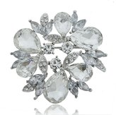 Thumbnail for your product : Ever Faith Fancy Wreath Teardrop Gray Austrian Crystal Brooch A13705-3