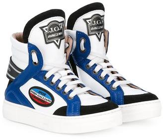 John Galliano racing hi-top sneakers - kids - Calf Leather/Leather/rubber - 29
