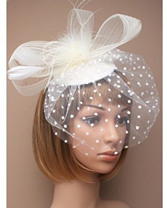 Inca Cream Fascinator on Headband/ Clip-in for Weddings, Races and Occasions-4615