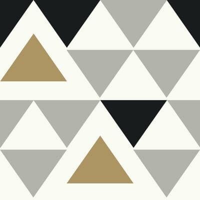 Room Mates RoomMates Geometric Triangle Peel & Stick Wallpaper in Gray/Black/Gold