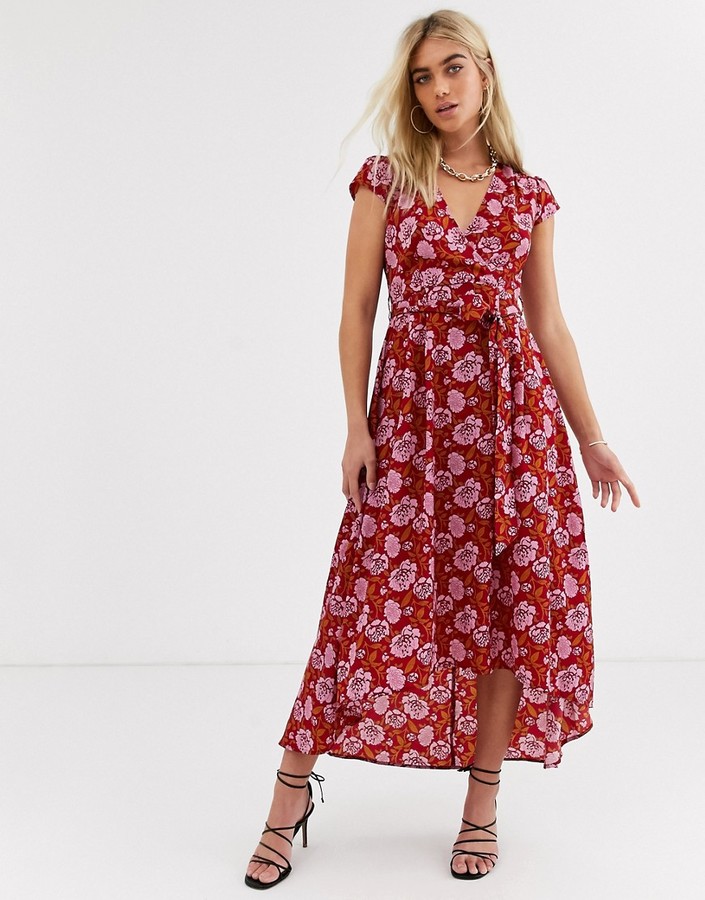 ax paris printed wrap midi dress
