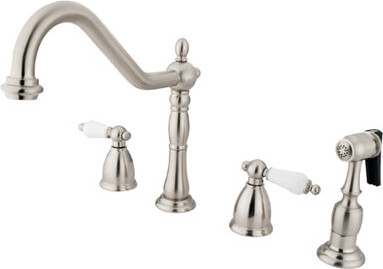 Elements of Design Heritage Two Handle Widespread Kitchen Faucet with Porcelain Lever Handles