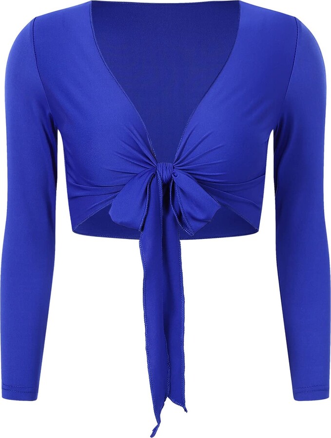 Jowowha Adult Ballet Wrap Top Dance Wrap Top Crossover Cardigan Long