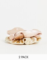 Thumbnail for your product : South Beach Southbeach two pack satin hair scrunchie in cream and beige