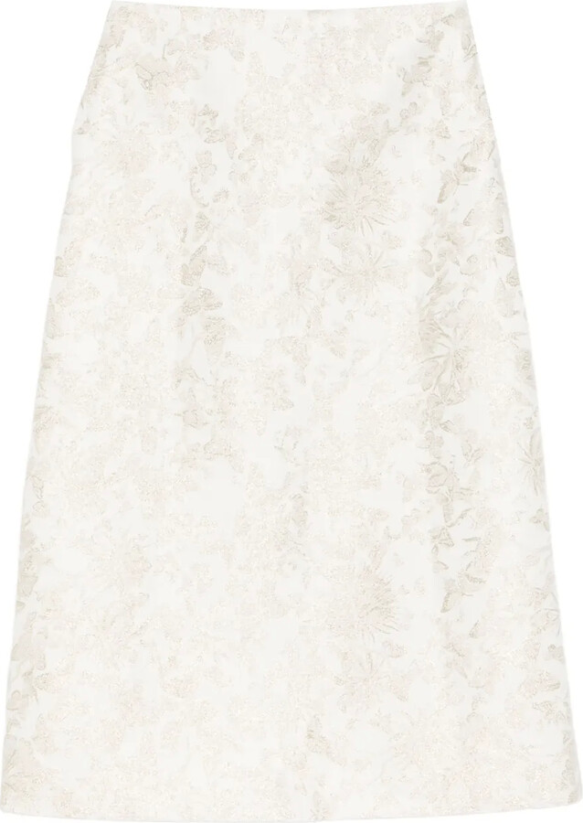 Christian Dior Pre-Owned 2010s Embroidery Midi Skirt