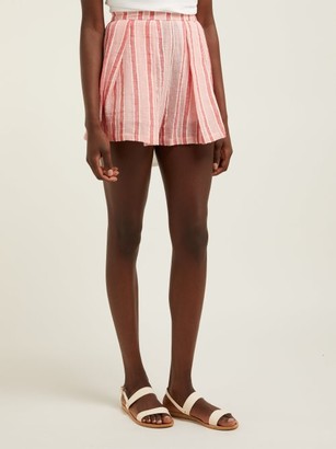 Three Graces London Kilman Striped Linen-blend Shorts - Pink Stripe