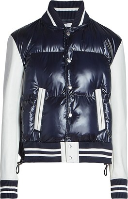 Buy Off-White Leather Varsity Jacket 'Black' - OMJA059F21LEA0011084