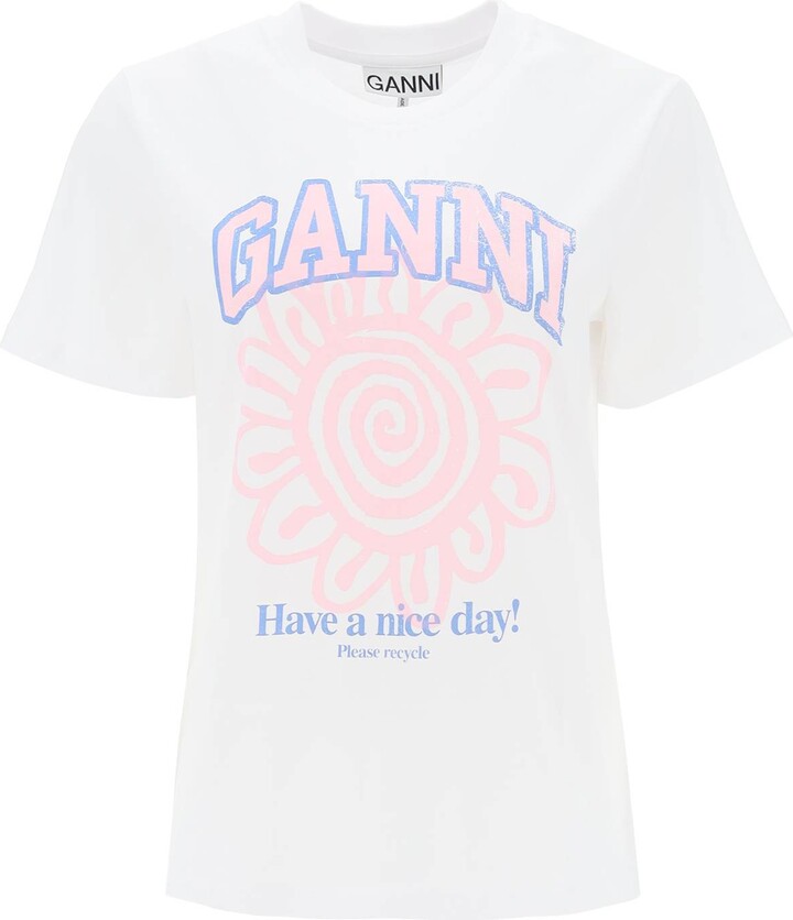 Women's Crew-neck T-shirt With Print by Ganni