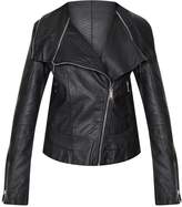 Thumbnail for your product : PrettyLittleThing Black Faux Leather Zip Detail Biker Jacket