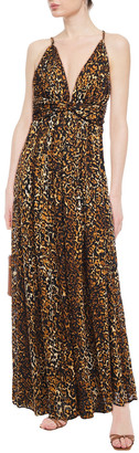 Ronny Kobo Twist-front Leopard-print Devore-velvet Maxi Dress