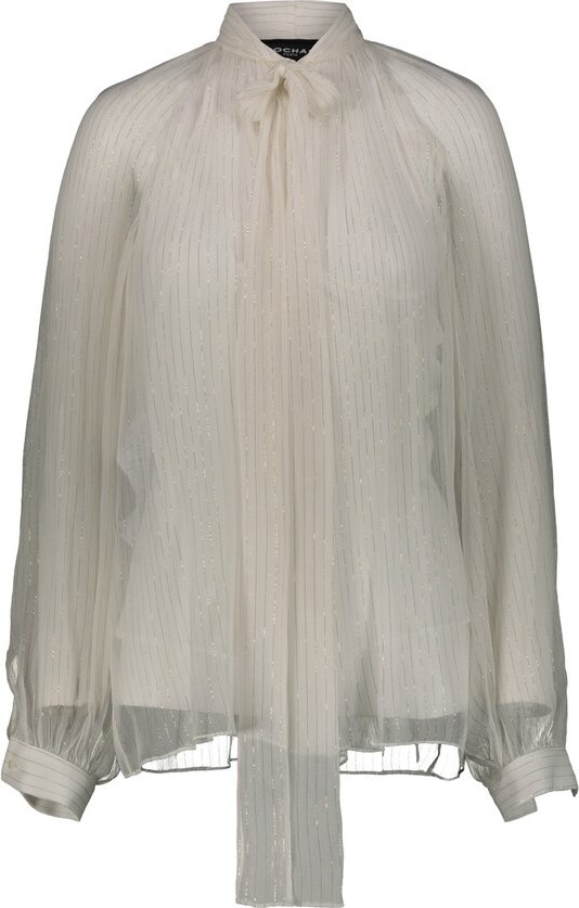 Rochas Bow Detailed Lurex Striped Shirt