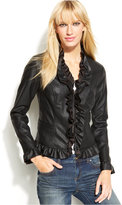 Thumbnail for your product : INC International Concepts Ruffled Faux Leather Jacket