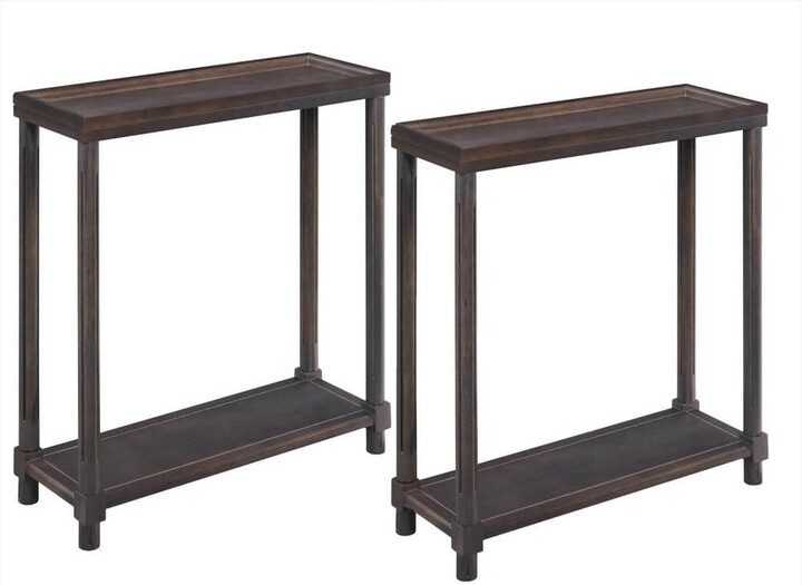 New Ridge Home Goods Harrison 8in. W Side End Tables With Shelf, Set of 2, Espresso