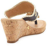 Thumbnail for your product : Jack Rogers Marbella Leather Wedge Sandal, Navy/Platinum