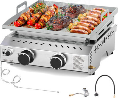 R.W.FLAME 4-Burner 32,000 Btu Portable Stainless Steel Propane Flat Top Griddle - Silver | Ultimate Outdoor Cooking For Tailgating, Camping, Rvs & Pat