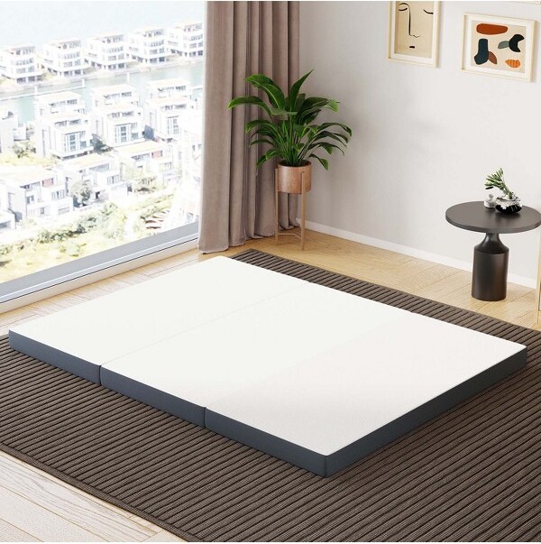 BestMassage4InchFoldingMattressTri-FoldMemoryFoamMattressTopperwithWashableCoverforCampingGustorFloorRV,Queen