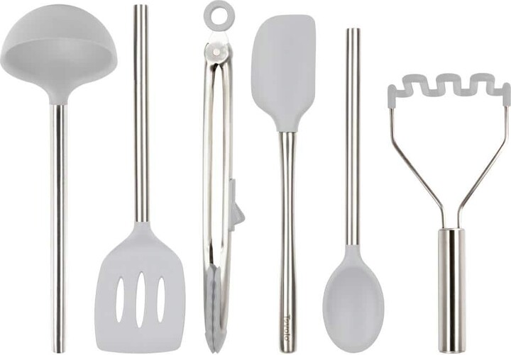 Tovolo Silicone Oyster Gray Utensil for Meal Prep and Cooking (Set of 6)
