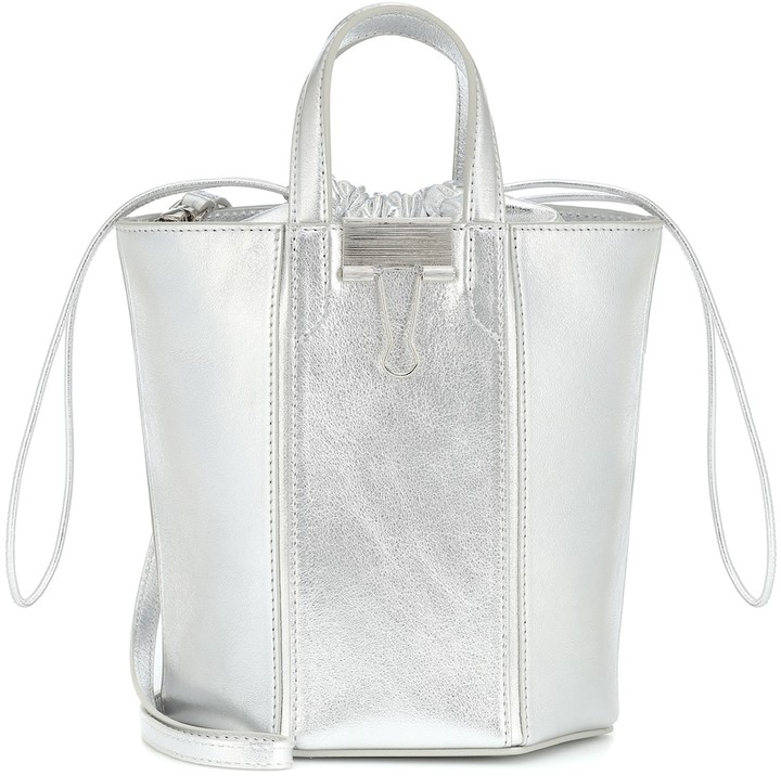 OffWhite Small metallic leather bucket bag ShopStyle