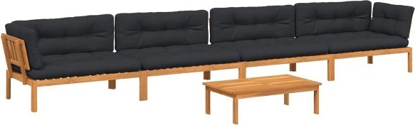 VidaXL vidaXLPatioPalletSofaSetwithCushions,5PieceFurniture-SolidAcaciaWood,ModularDesign,IdealforGarden,Patio,Terrace