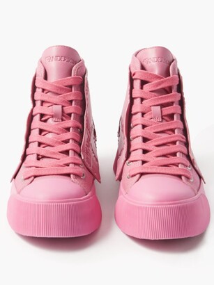 J.W.Anderson Logo-debossed Leather And Canvas Trainers - Pink