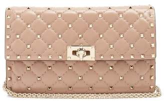 Valentino Rockstud Spike Quilted Leather Clutch - Womens - Nude