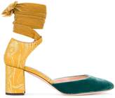 Thumbnail for your product : Rochas Yellow Blue velvet ankle tie 70 heels
