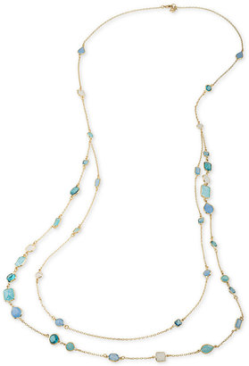 Carolee Gold-Tone Two-Layer Stone Long Statement Necklace