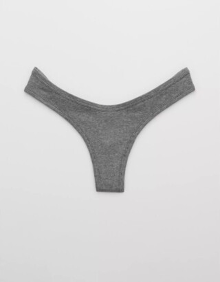 aerie Ribbed Cotton High Cut Thong Underwear - ShopStyle Panties