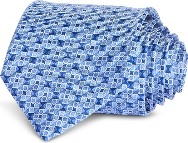 Ferragamo Silk Classic Gancini Grid Pattern