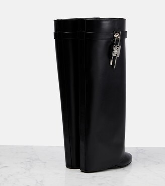 Givenchy Shark Lock wide-fit leather knee-high boots - ShopStyle