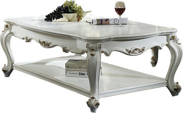 Antique Pearl Coffee Table With Bottom Shelf Storage | Gift Idea