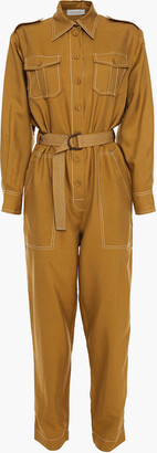 Zimmermann Belted silk-broadcloth jumpsuit