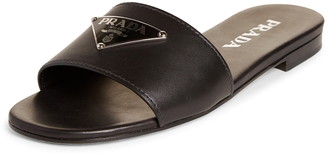prada triangle logo slide sandal