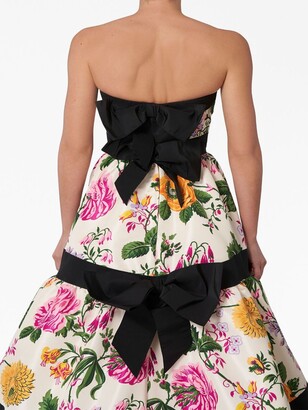 Carolina Herrera Floral-Print Strapless Banded Gown