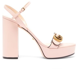 Gucci Gg Marmont Leather Platform Sandals - Womens - Light Pink