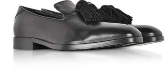 Jimmy Choo Foxley Black Soft Nappa Leather Tasselled Slippers