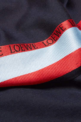 Loewe Striped Wool, Silk And Cashmere-blend Scarf - Navy