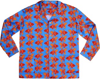 SILE - Deep Ocean Blue Printed Silk Jacket