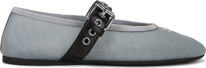 Miu Miu Ballerine Rete Flat in Grey