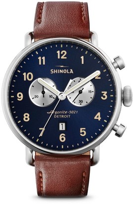 Shinola Canfield Chronograph Sunray Dial Leather Strap Watch