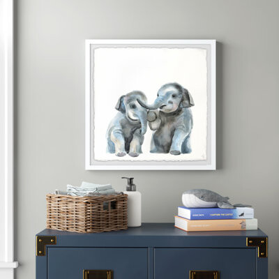 Indigo Safari Lulu Baby Elephants Framed Print