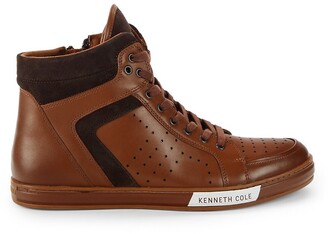 Kenneth Cole New York Boutris Leather High-Top Sneakers - ShopStyle