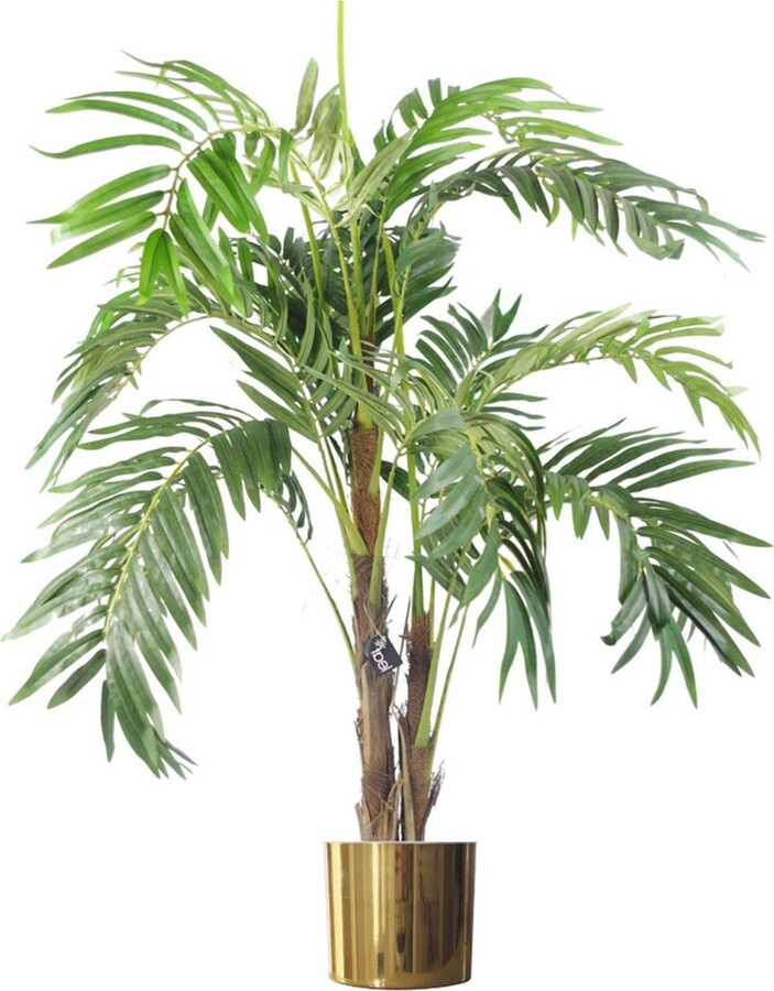 Leaf 120cm Realistic Artificial palm tree with pot with Gold Metal