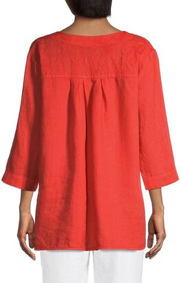 ROSSO35 Garment-Dyed Embroidered Tunic Top