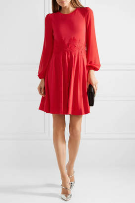 MICHAEL Michael Kors Lace-trimmed Stretch-jersey Mini Dress - Red
