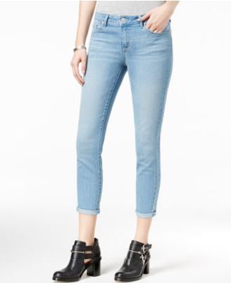 Jessica Simpson Juniors' Forever Rolled Light Blue Wash Skinny Jeans